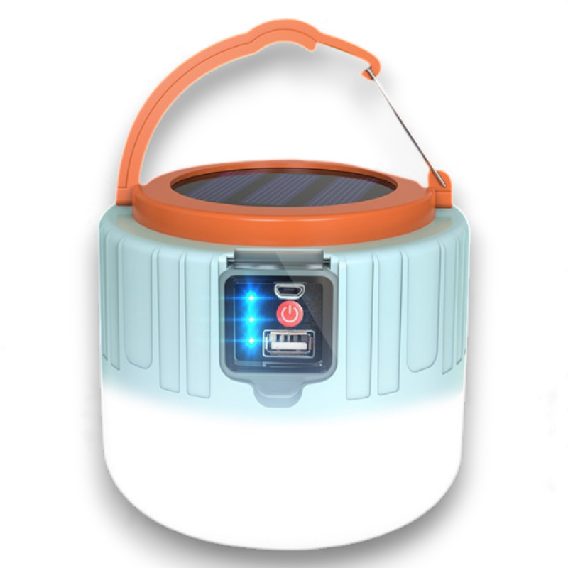 Фонарь кемпинговый с аккумулятором подвесной на солнечной батарее с USB зарядкой Голубой