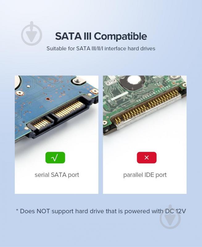 Зовнішній корпус для жорсткого диска Ugreen US221 (HDD/SSD кишеня) SATA 2.5" USB 3.0 (Чорний) - фото 4