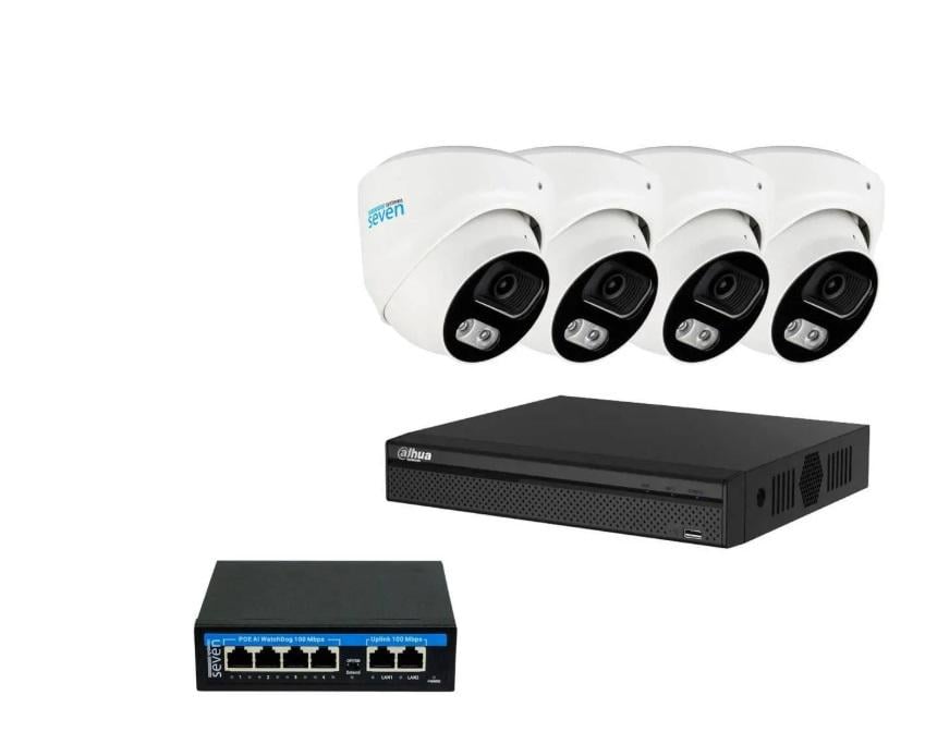 Комплект IP-видеонаблюдения Dahua DH-IP1114OW-5MP на 4 купольные 5 Мп IP-камеры