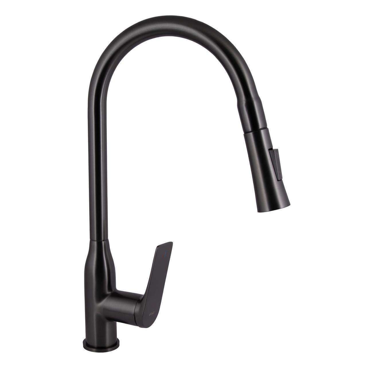 Смеситель для кухни Qtap Vlasta New с выдвижным изливом Gunmetal Black PVD (QTVLA344GMB45647)