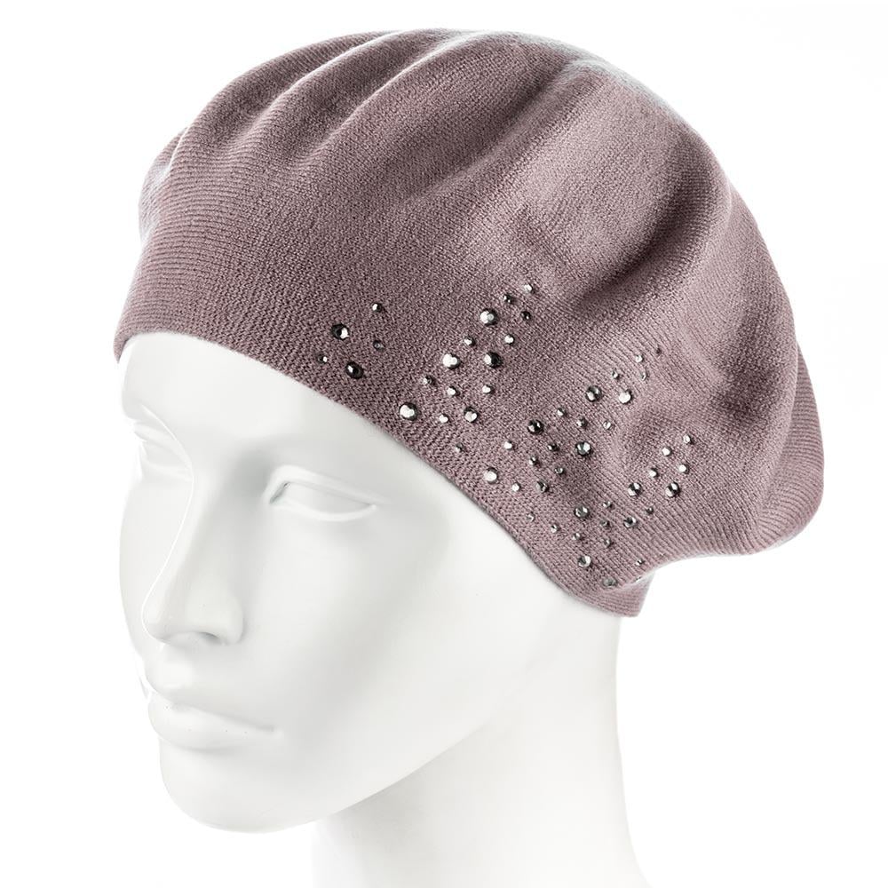 Берет жіночий Zolly ZH241 вовняної дрібної в'язки Темно-пудровий