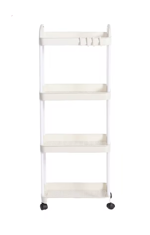 Етажерка на колесах 4 полиці 32х20х80 см Білий (2767714566) Етажерка на колесах 4 полиці 32х20х80 см Білий (2767714566)