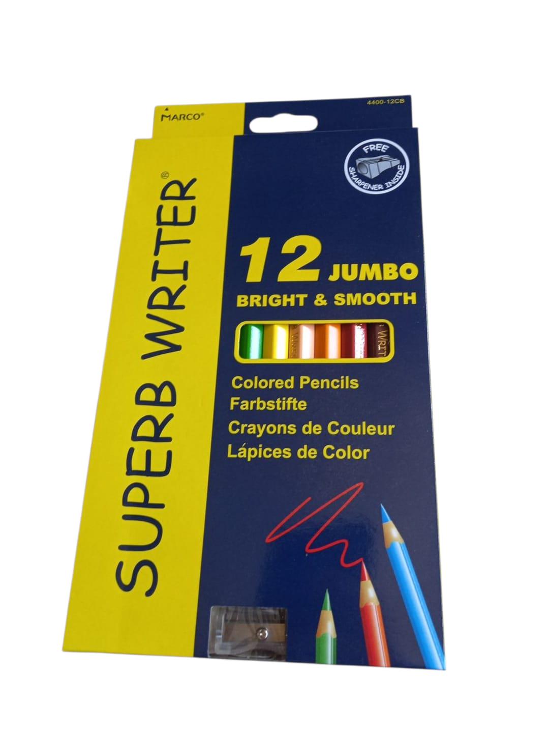 Карандаши цветные Marco Superb Writer Jumbo со точилкой 12 цветов (4400-12CB)