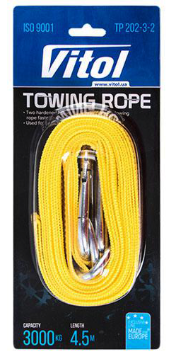 Буксир з карабінами Vitol у блістері 3,0 т 4,5 м (ТР-202-3-2) - фото 2 Буксир з карабінами Vitol у блістері 3,0 т 4,5 м (ТР-202-3-2) - фото 2