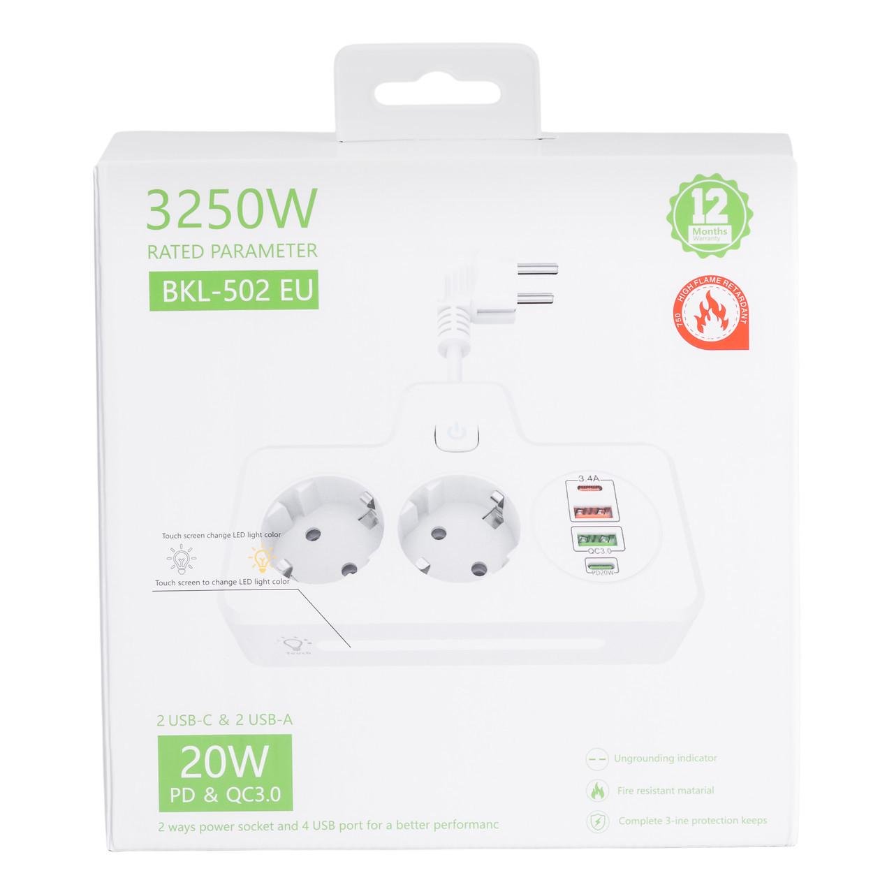 Фільтр мережний HP-5-18 на 2 євро розетки з 2 USB та 2 Type-C Чорний (A-034379) - фото 6 Фільтр мережний HP-5-18 на 2 євро розетки з 2 USB та 2 Type-C Чорний (A-034379) - фото 6