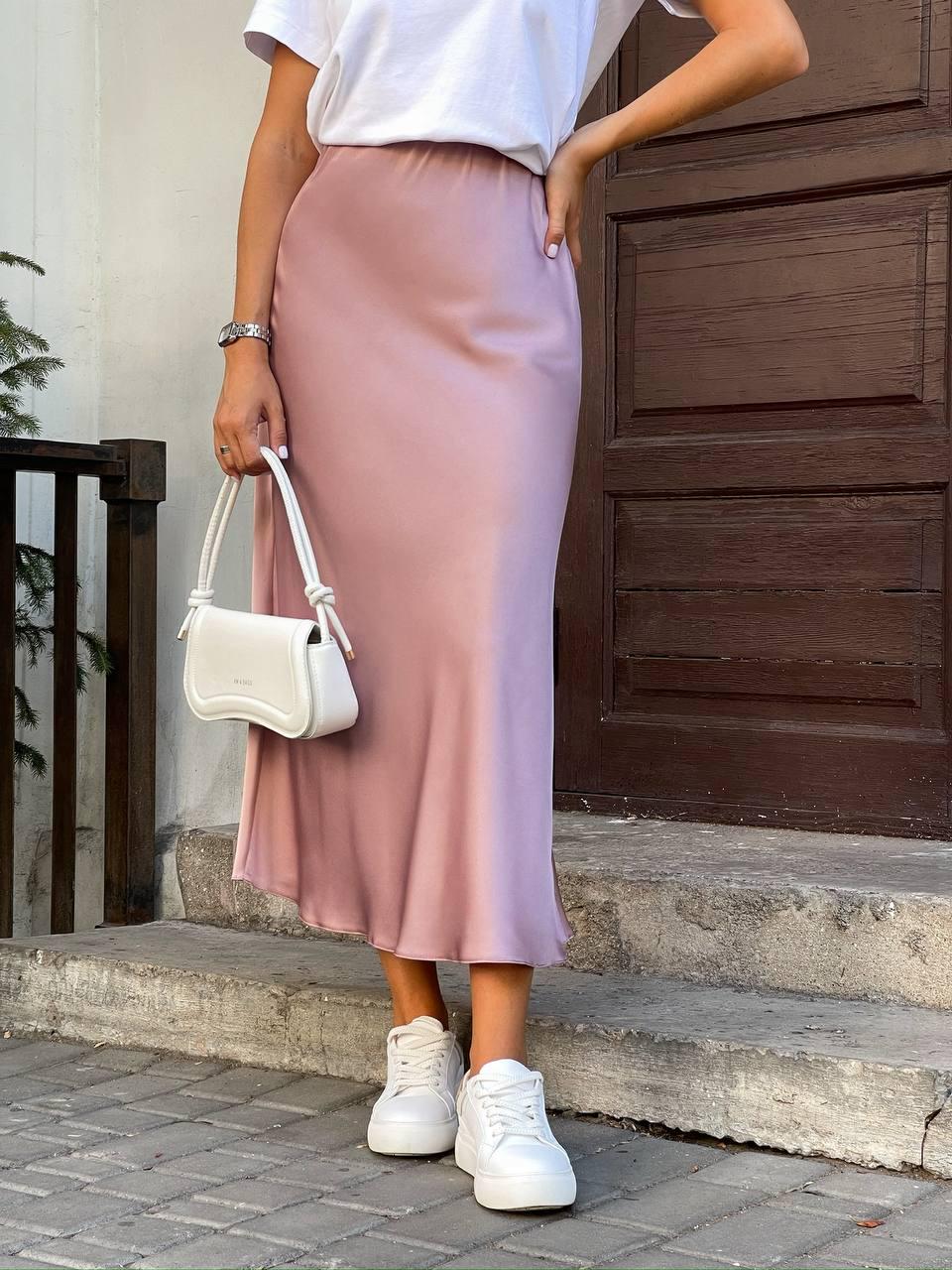 Спідниця жіноча шовкова р. 46 Рожевий (арт.1608) Спідниця жіноча шовкова р. 46 Рожевий (арт.1608)