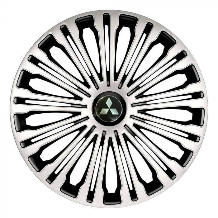 Колпаки для колес с логотипом Mitsubishi 4 Racing Volante R15 4 шт.Silver/Black