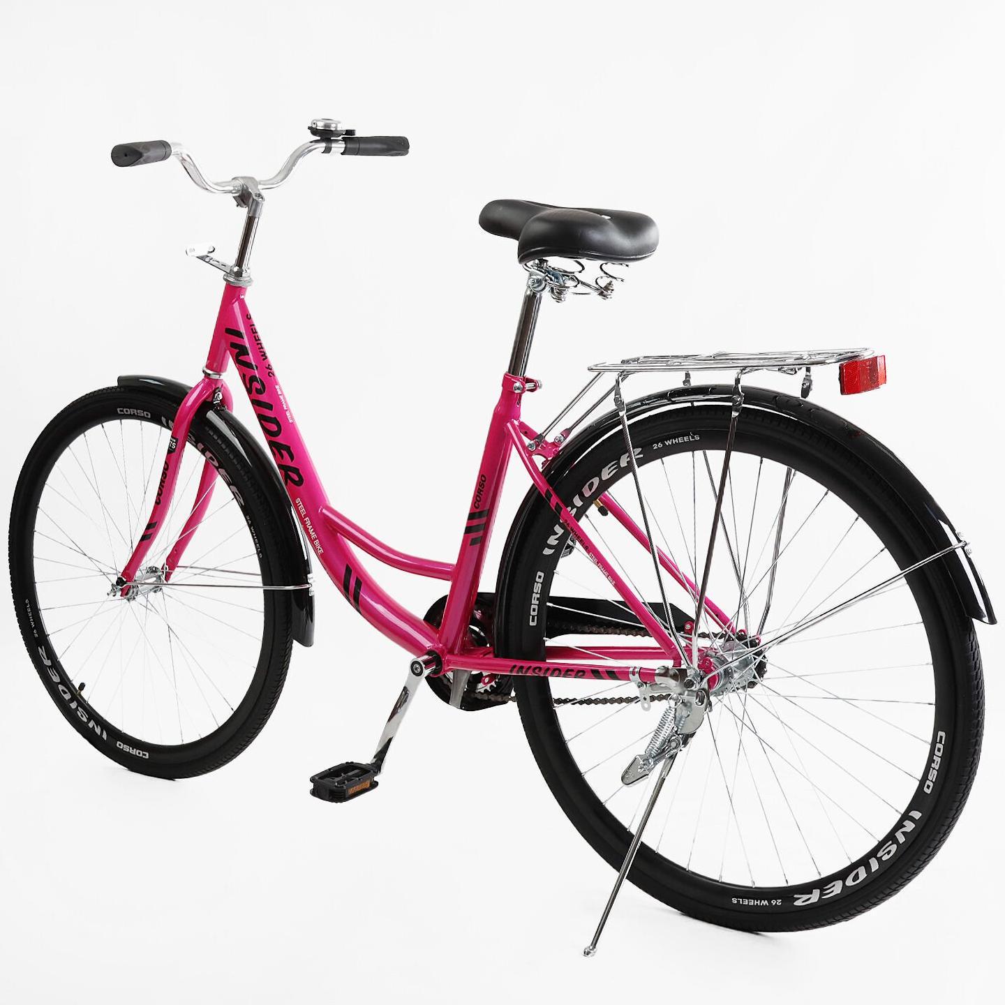 Велосипед міський Corso Insider з багажником рама 16,5"/26 " Рожевий - фото 3 Велосипед міський Corso Insider з багажником рама 16,5"/26 " Рожевий - фото 3