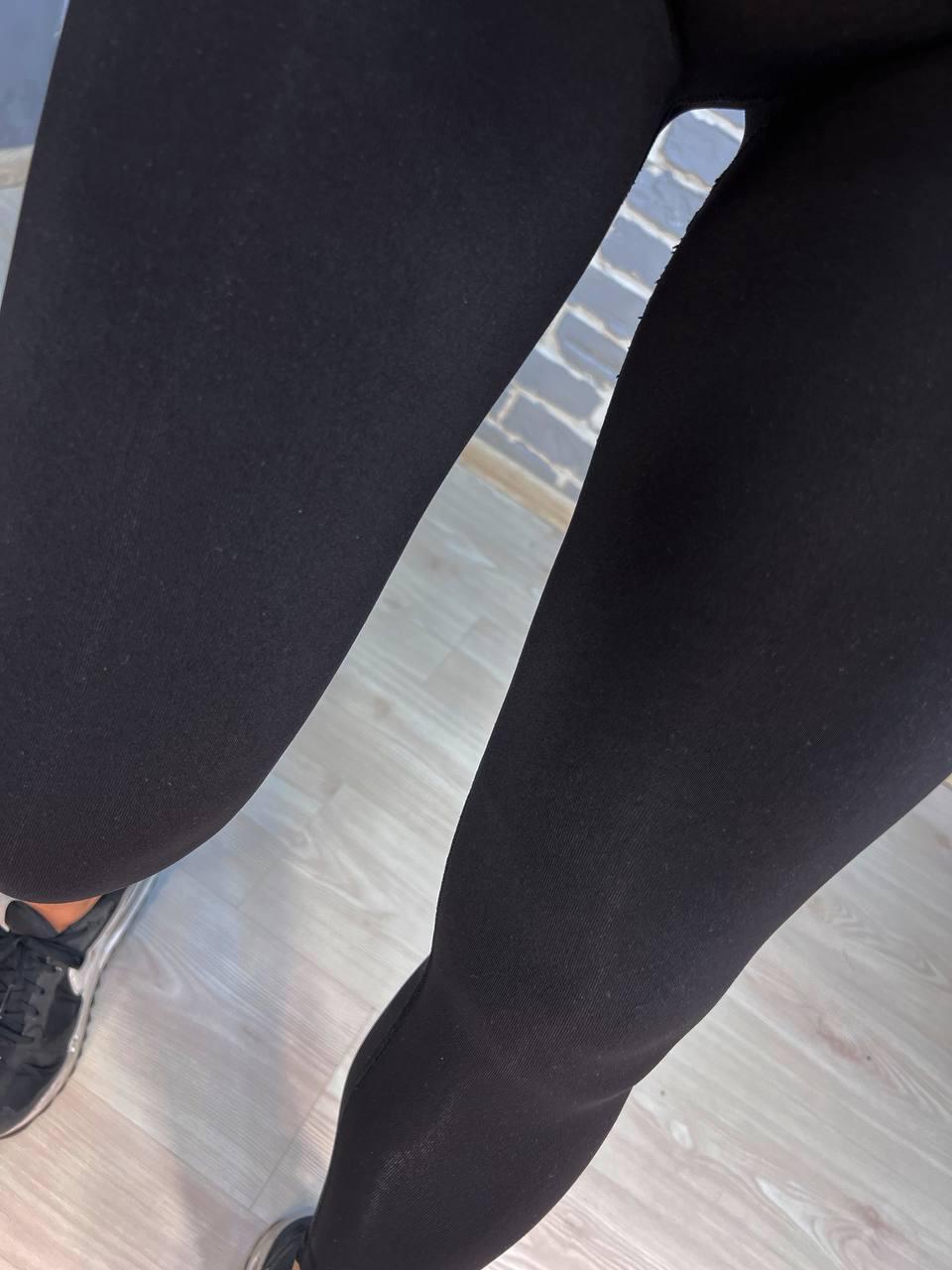 Лосини жіночі LADY HUREM 16312 однотонні пуш-ап фітнес утягуючий пояс S-M Чорний (2206) - фото 3