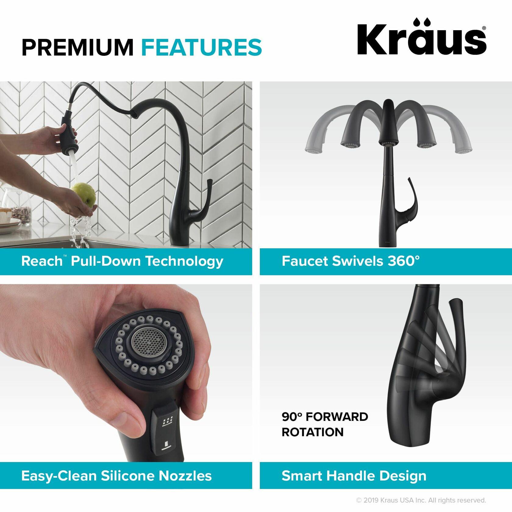 Смеситель кухонный Kraus KPF-1675 с выдвижной лейкой Черный (10674253) - фото 11 Смеситель кухонный Kraus KPF-1675 с выдвижной лейкой Черный (10674253) - фото 11