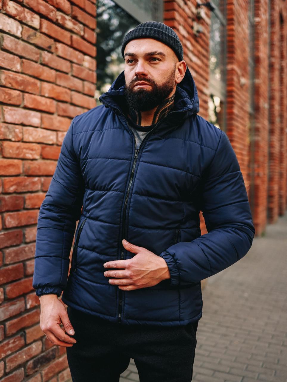 Куртка мужская зимняя с капюшоном теплая M Синий (D0047/1/2) - фото 2 Куртка мужская зимняя с капюшоном теплая M Синий (D0047/1/2) - фото 2