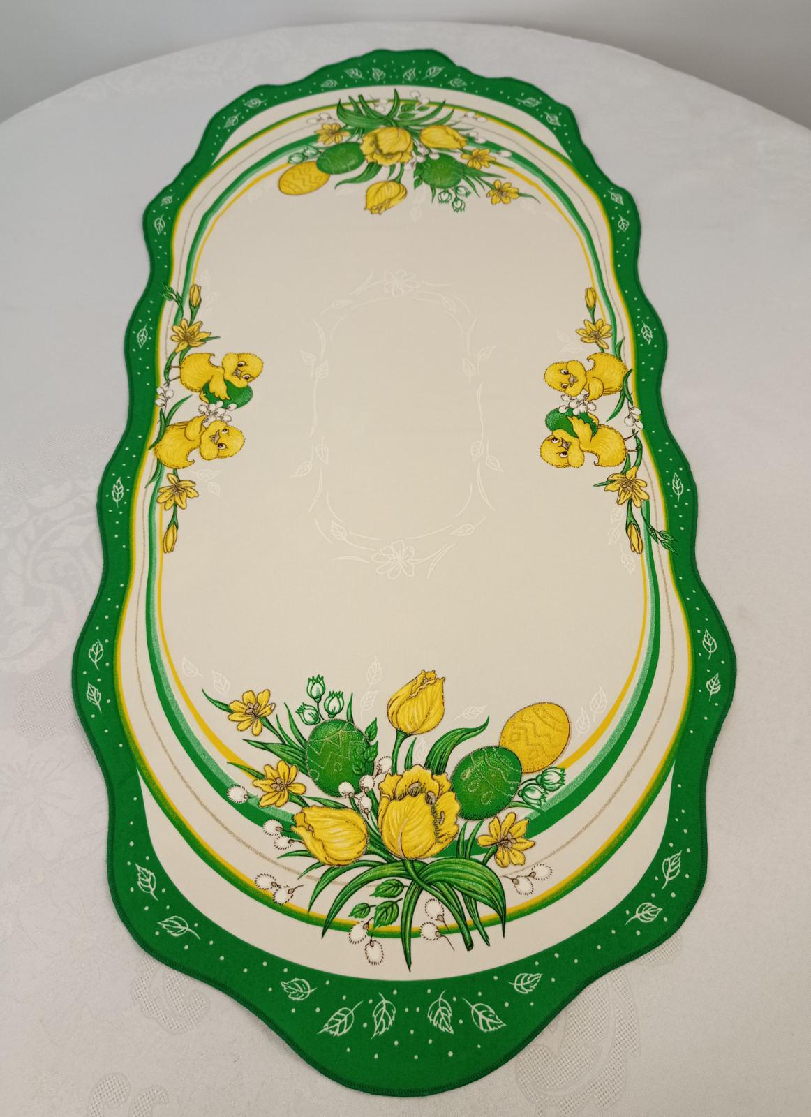 Дорожка пасхальная 45х90 см Print Easter Flowers Green Cream (CN14561)