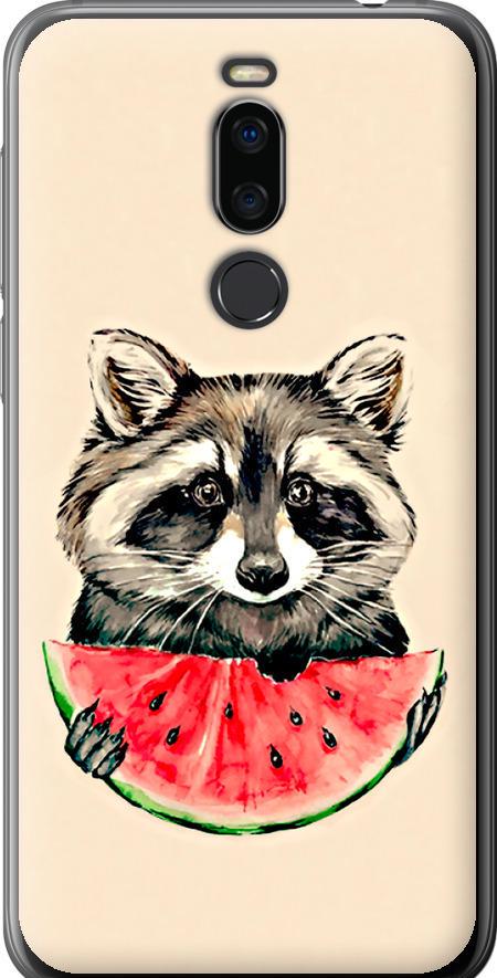 Чехол на Meizu X8 Енотик с арбузом (4605u-1601-42517)