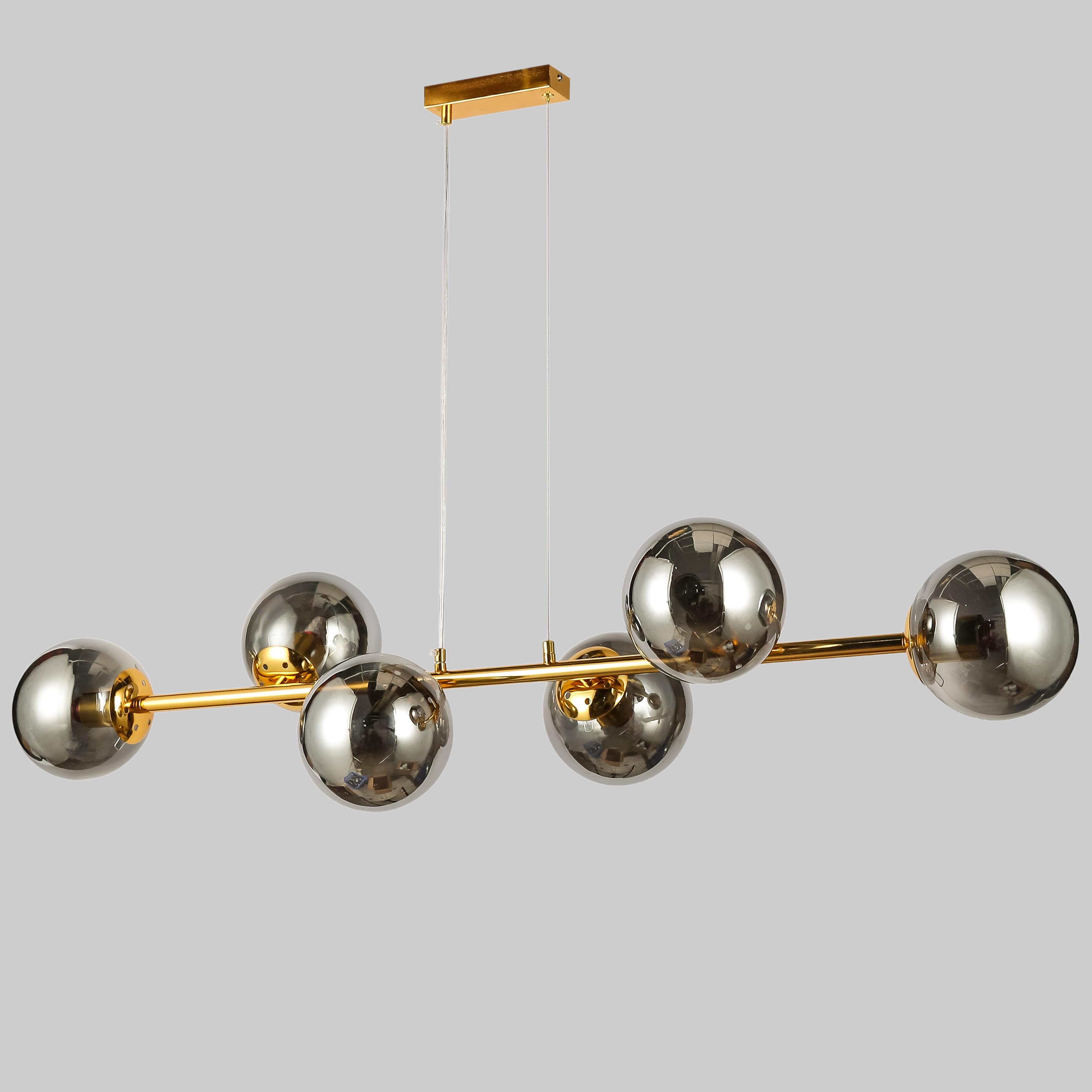 Люстра длинная на 6 ламп 115 см Золотой (84-1021-6 DDG+BK)