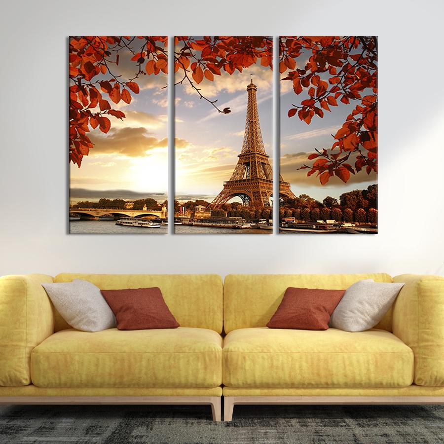 Модульная картина триптих Прекрасный осенний Париж 156x100 см (376-31)