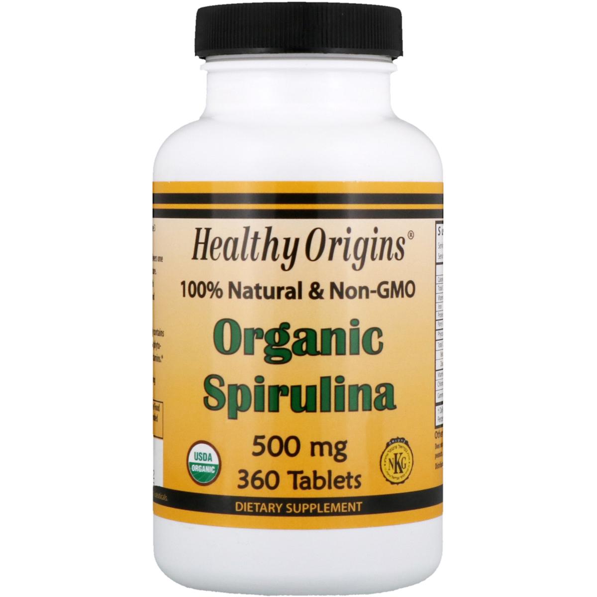 Органическая спирулина Healthy Origins Organic Spirulina 500 мг 360 таблеток (HO88237)