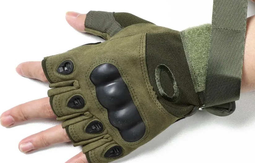 Рукавиці безпалі з захистом кісточок L Олива (2433793507)