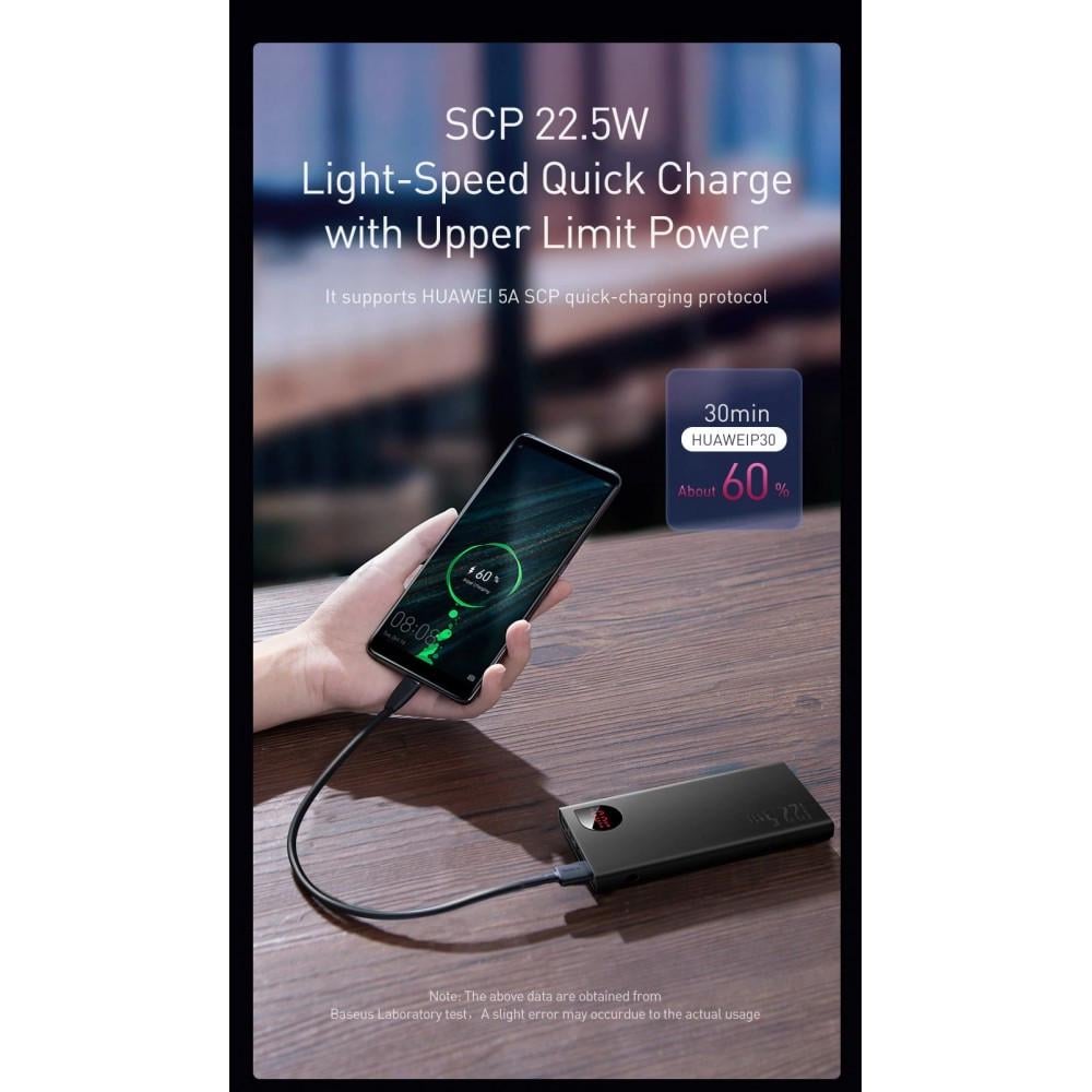 Повербанк BASEUS Adaman Metal Digital Display QC 22.5W 10000 mAh Black (25397390) - фото 10 Повербанк BASEUS Adaman Metal Digital Display QC 22.5W 10000 mAh Black (25397390) - фото 10