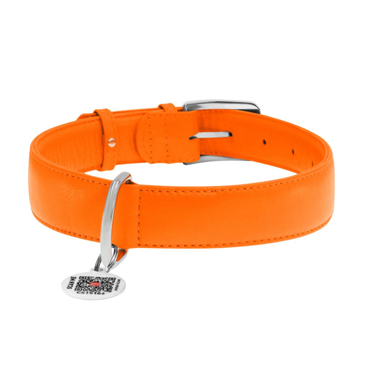Ошейник для собак Waudog Glamour кожаный 35 мм x 46-60 см Оранжевый