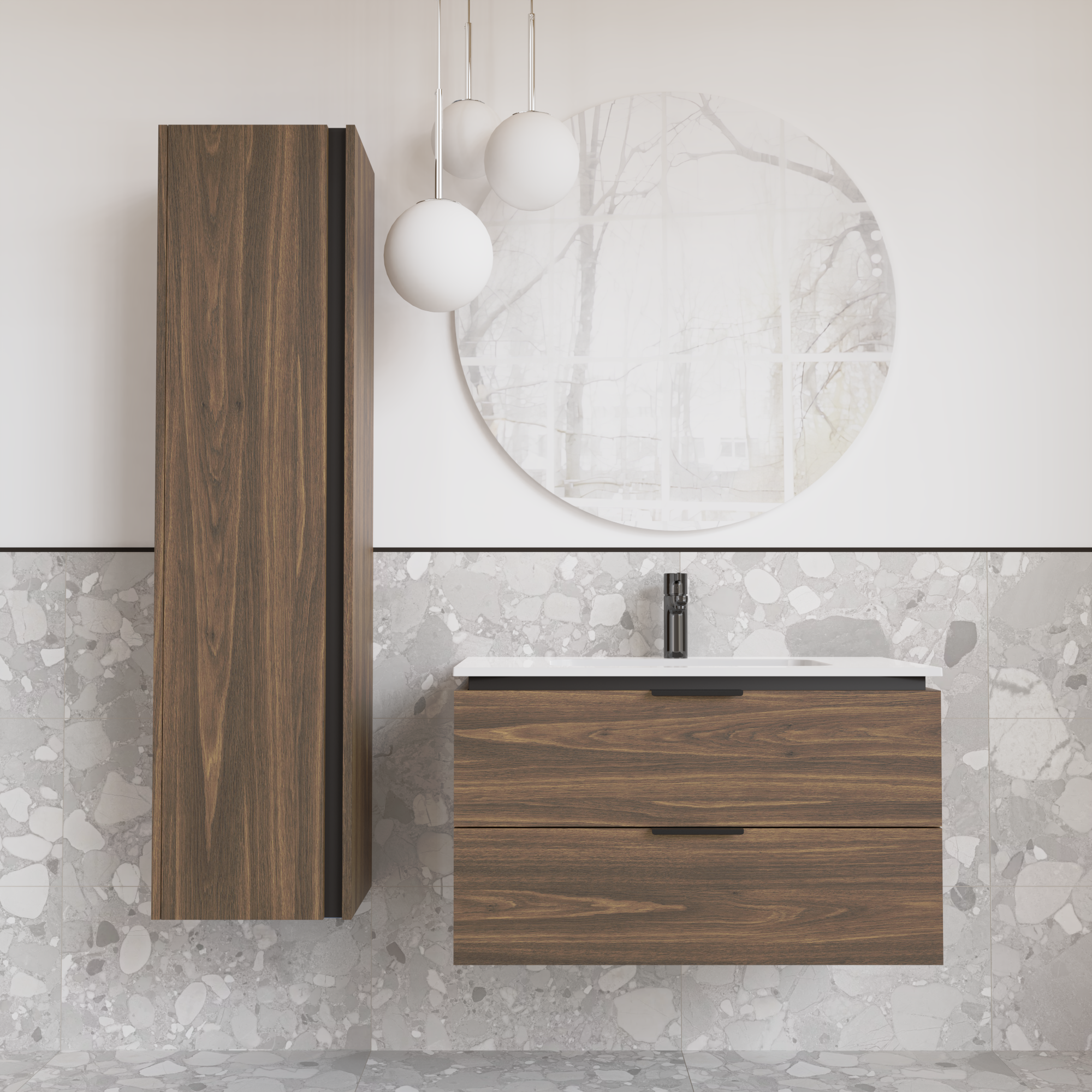 Тумба подвесная с раковиной MVK Vostok Icon 70 В2 700х450х530 мм Дуб Бурбон (p270br) - фото 4 Тумба подвесная с раковиной MVK Vostok Icon 70 В2 700х450х530 мм Дуб Бурбон (p270br) - фото 4