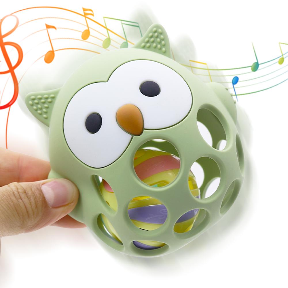 Набір дитячого посуду Cheeks з гризунком прорізувачем-брязкальцем Бежевий (28110864) - фото 5