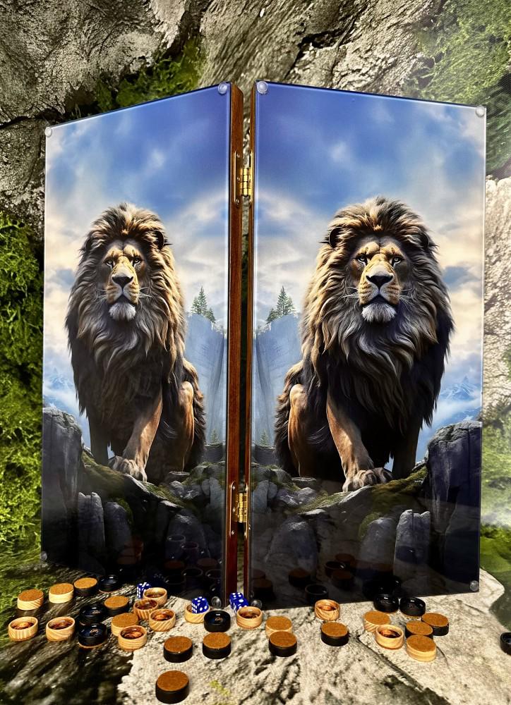 Нарды из дерева с каленым стеклом Лев 50 см (Н-151) Нарды из дерева с каленым стеклом Лев 50 см (Н-151)