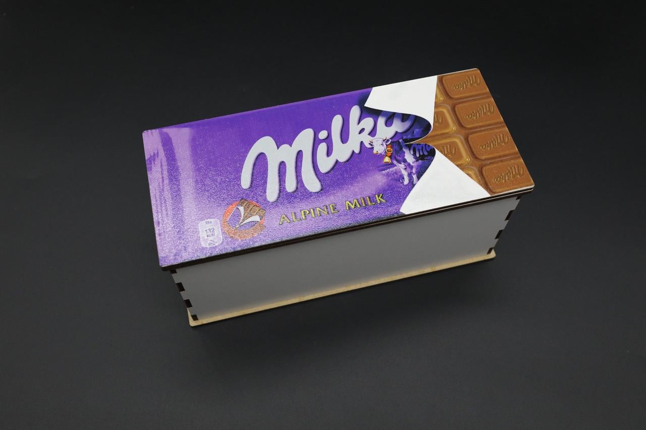 Шкатулка подарочная Milka прямоугольная из фанеры 20х9х9 см (KF-503)