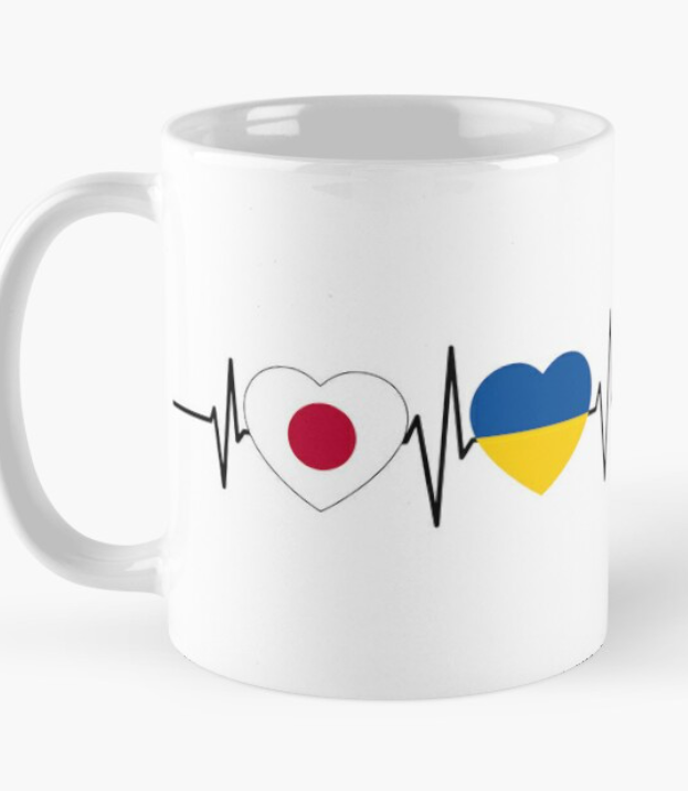 Чашка керамическая с принтом Ukraine Japan 330 мл Белый (УКР374Ч)