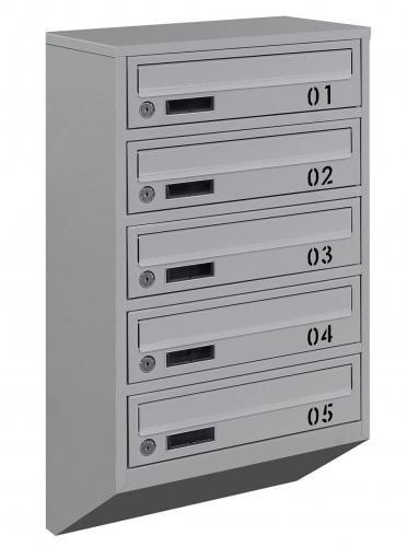 Почтовый ящик Галиндустрия Е1-05-B металлический многосекционный на 5 квартир Серый (132-119-000004717)