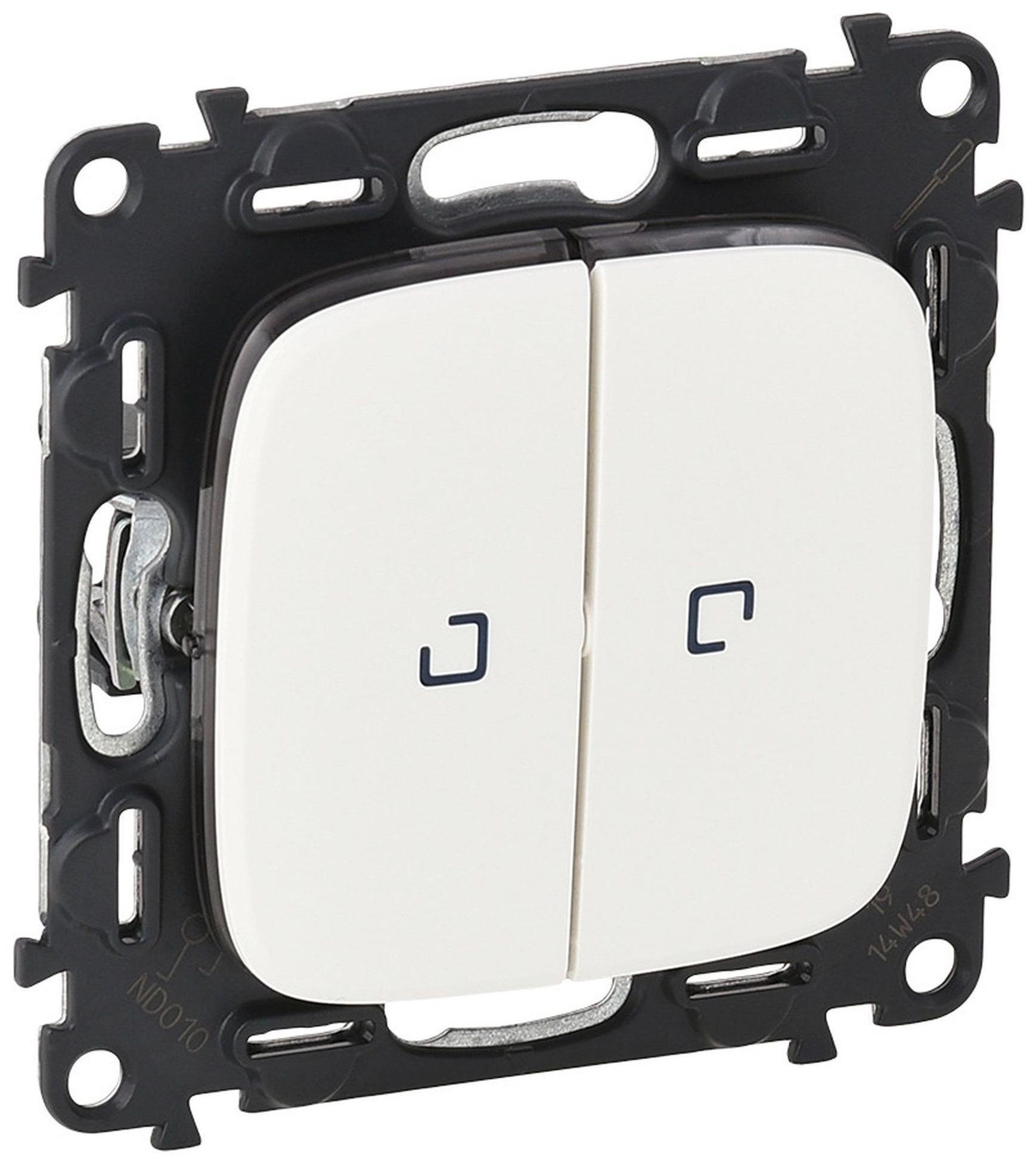 Выключатель двухклавишный кнопочный Legrand Valena Allure с подсветкой 10АХ 250V Белый (25877224)