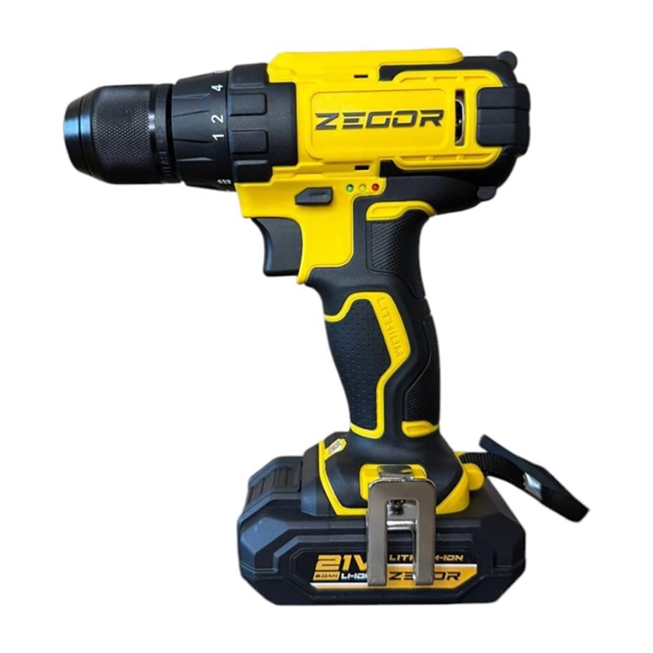Шуруповерт професійний акумуляторний Zegor CDP-21/21В/37 Нм/дві швидкості/2 батареї 21 В 2 Ач/реверс/підсвічування/кейс - фото 2