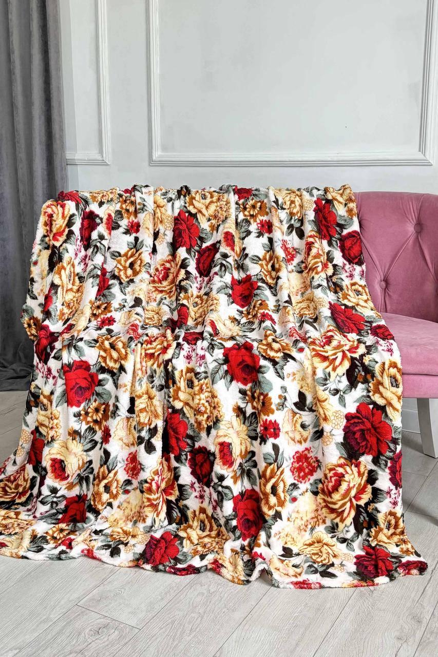 Плед-покрывало Koloco из микрофибры Цветы 180x200 см Разноцветный (07-26-18)