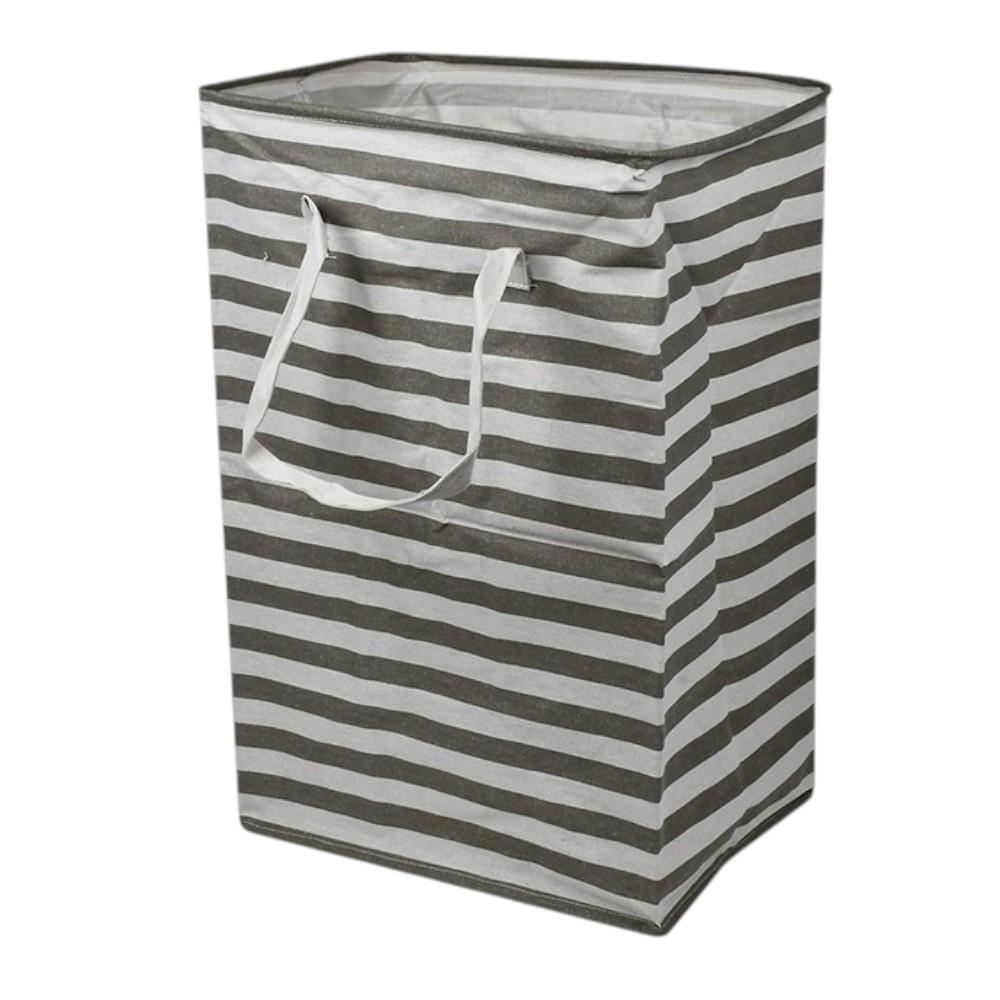 Корзина с ручками Stenson Horizon Полоска 40х30х58 см Серый с белым (R32352)