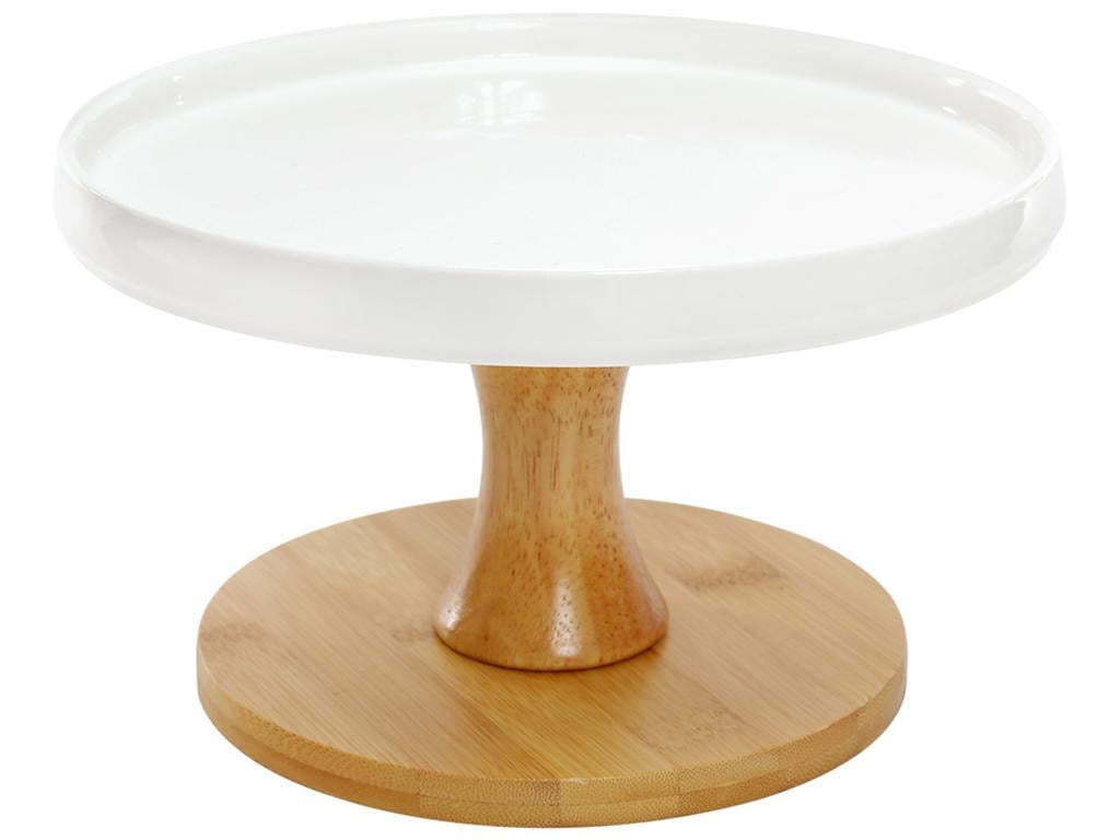 Тортниця з бамбуковою ніжкою 20 см Білий (BDI-988-302) - фото 1