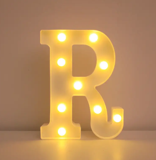 Літера з підсвіткою R об'ємна маленька 21x18 см Білий (553110/17) Літера з підсвіткою R об'ємна маленька 21x18 см Білий (553110/17)