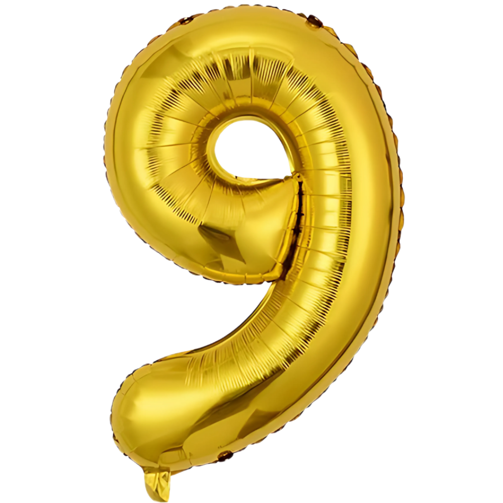 Воздушный шар в виде цифры 9 фольгированный праздничный для дня рождения/юбилеев/годовщин 40" Золотой Воздушный шар в виде цифры 9 фольгированный праздничный для дня рождения/юбилеев/годовщин 40" Золотой