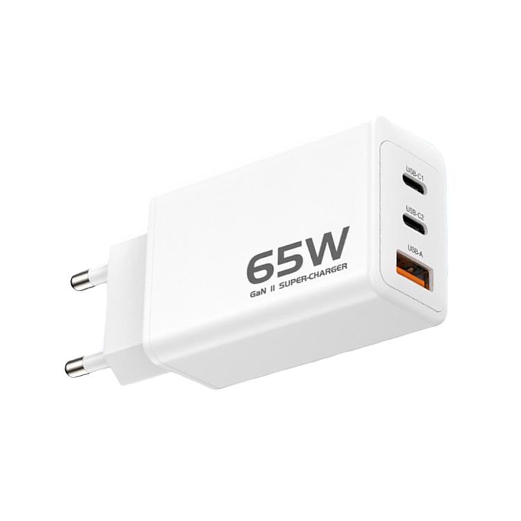 Пристрій зарядний мережевий KYT-826 GaN2 PPS USB-A QC3,0 2 USB-C PD3,0 65W White