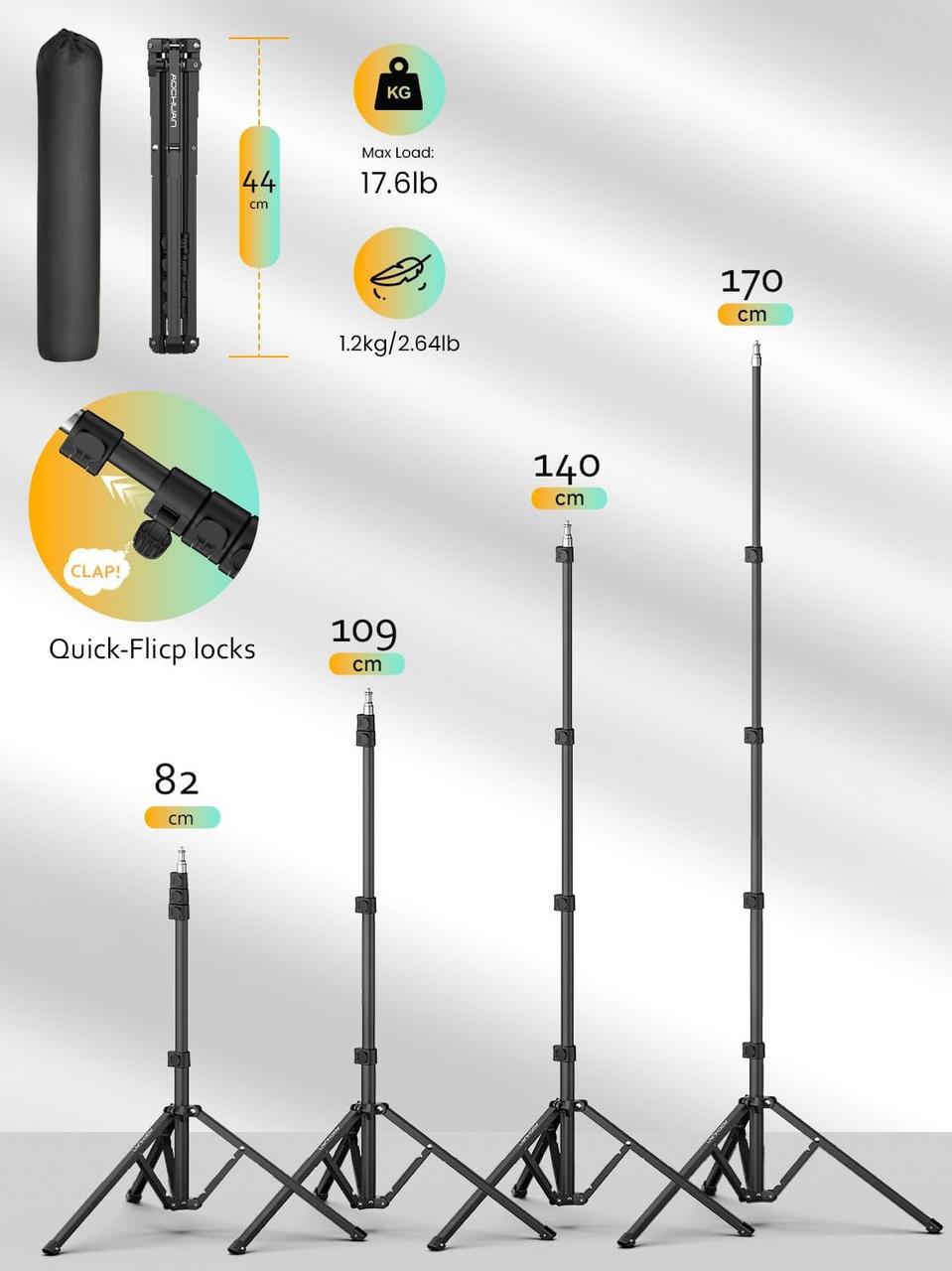 Штатив для камери AOCHUAN Tripod 1,7 м Complete Camera for Smartphones Camera Gimbal Stabilizers - фото 2 Штатив для камери AOCHUAN Tripod 1,7 м Complete Camera for Smartphones Camera Gimbal Stabilizers - фото 2