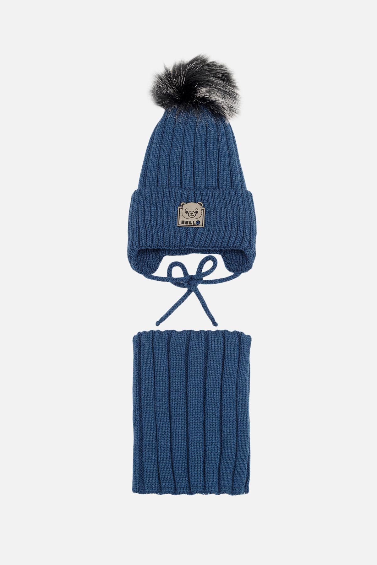 Комплект шапка та шарф для хлопчика 48-50 см Темно-синій (24100019)