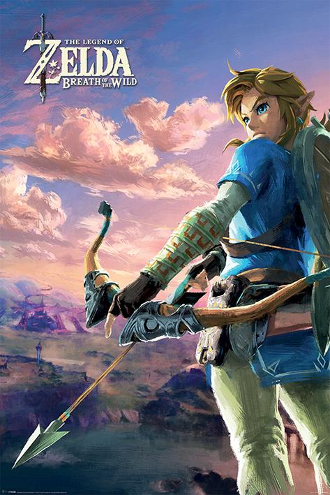 Постер плакат Легенда О Зельде Дыхание Дикой Природы/The Legend of Zelda Breath Of The Wild Hyrule Scene Landscape 61x91,5 см