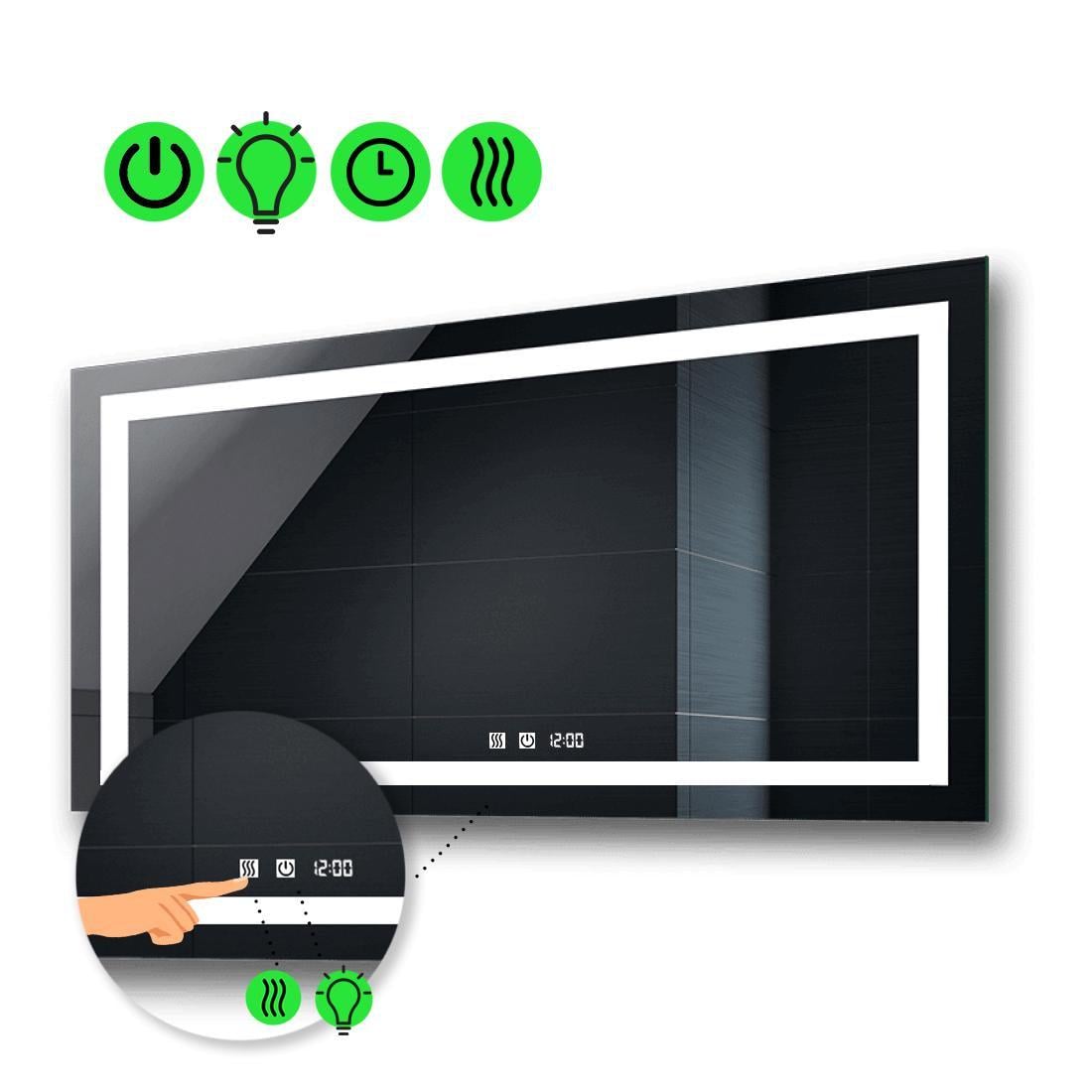 Зеркало Karnet LED с двумя сенсорами/часами/подогревом 70x60 см (13498319)