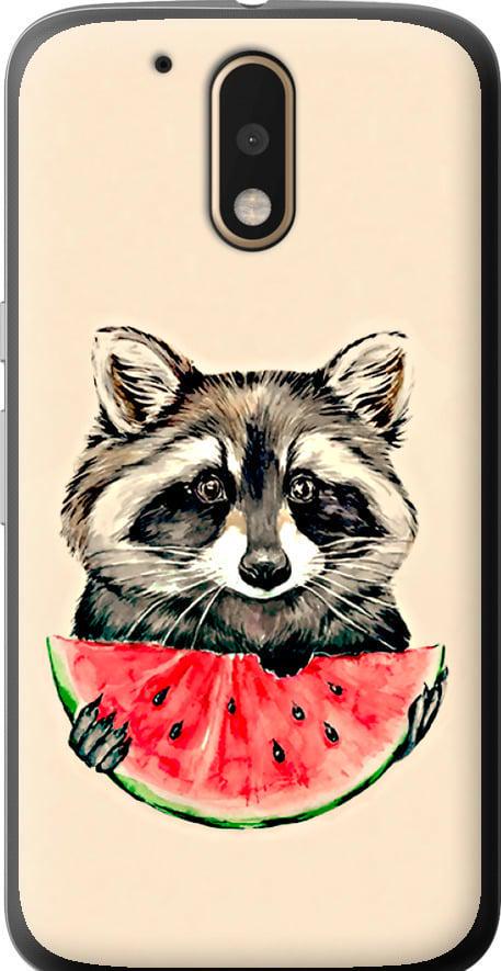 Чехол на Motorola MOTO G4 Енотик с арбузом (4605t-511-42517)