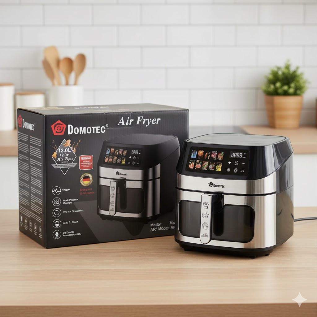 Аэрофритюрница Domotec MS-3222 2800 Вт с регулировкой температуры и сенсорным управлением 12 л Black (MS3222) - фото 4 Аэрофритюрница Domotec MS-3222 2800 Вт с регулировкой температуры и сенсорным управлением 12 л Black (MS3222) - фото 4