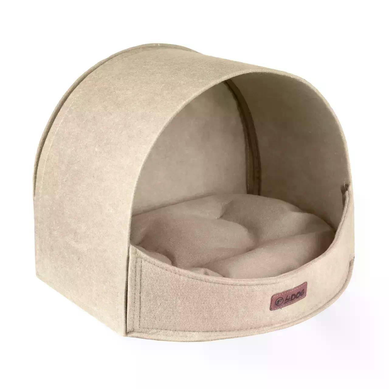 Будиночок‑лежанка Люлька для собак і котів м’який закритий будинок для сну та відпочинку 40х35х32 см Бежевий