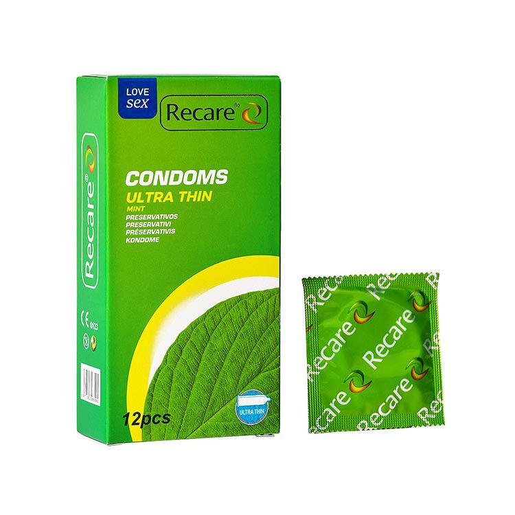 Презервативи Ultra Thin Mint Condoms Recare ультратонкі аромат м'ята 12 шт. (BLS3326)