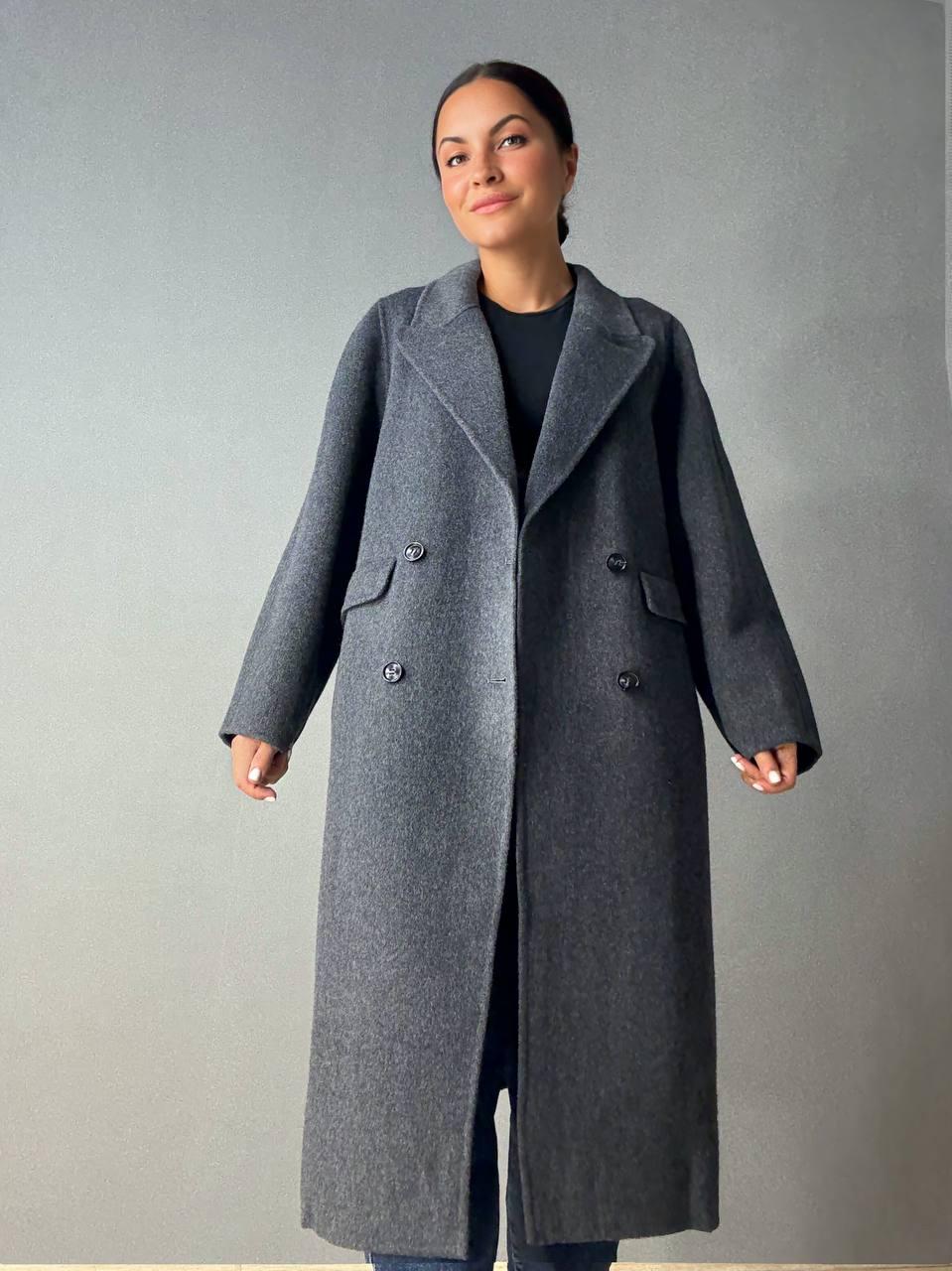 Пальто жіноче LADY YEP 85098 довге оверсайз вовняне двобортне M Сірий (5122) - фото 5