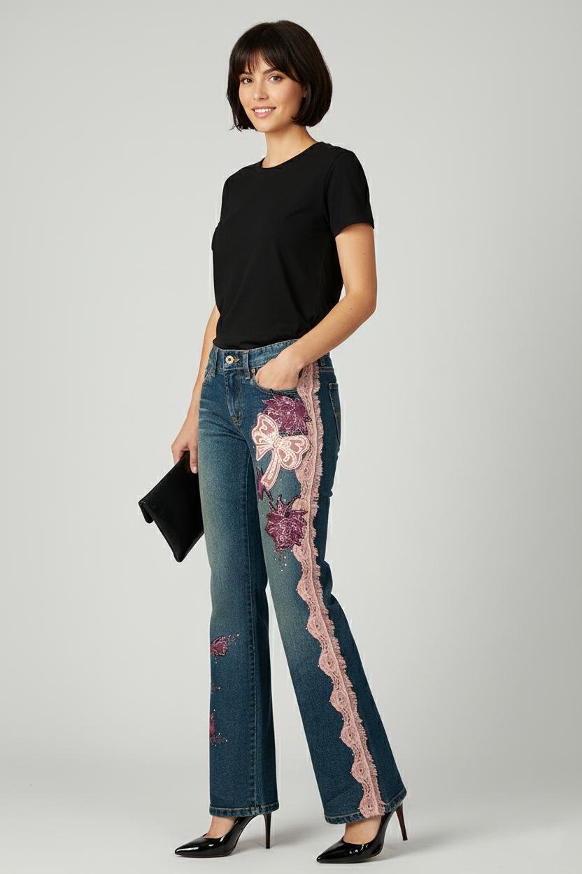 Джинсы женские винтажные Tantra S-1665 р. 48 Синий (S-1665-48)