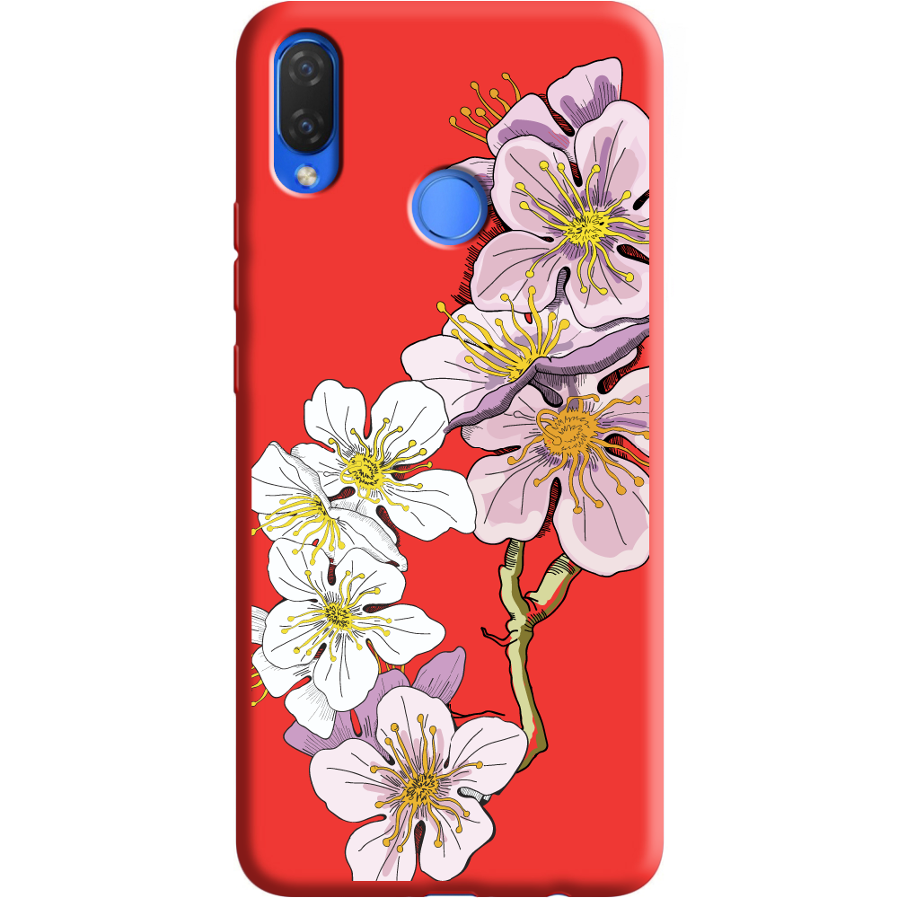 Чехол Boxface Huawei P Smart Plus Cherry Blossom Красный силикон (34912-cc4-36133)