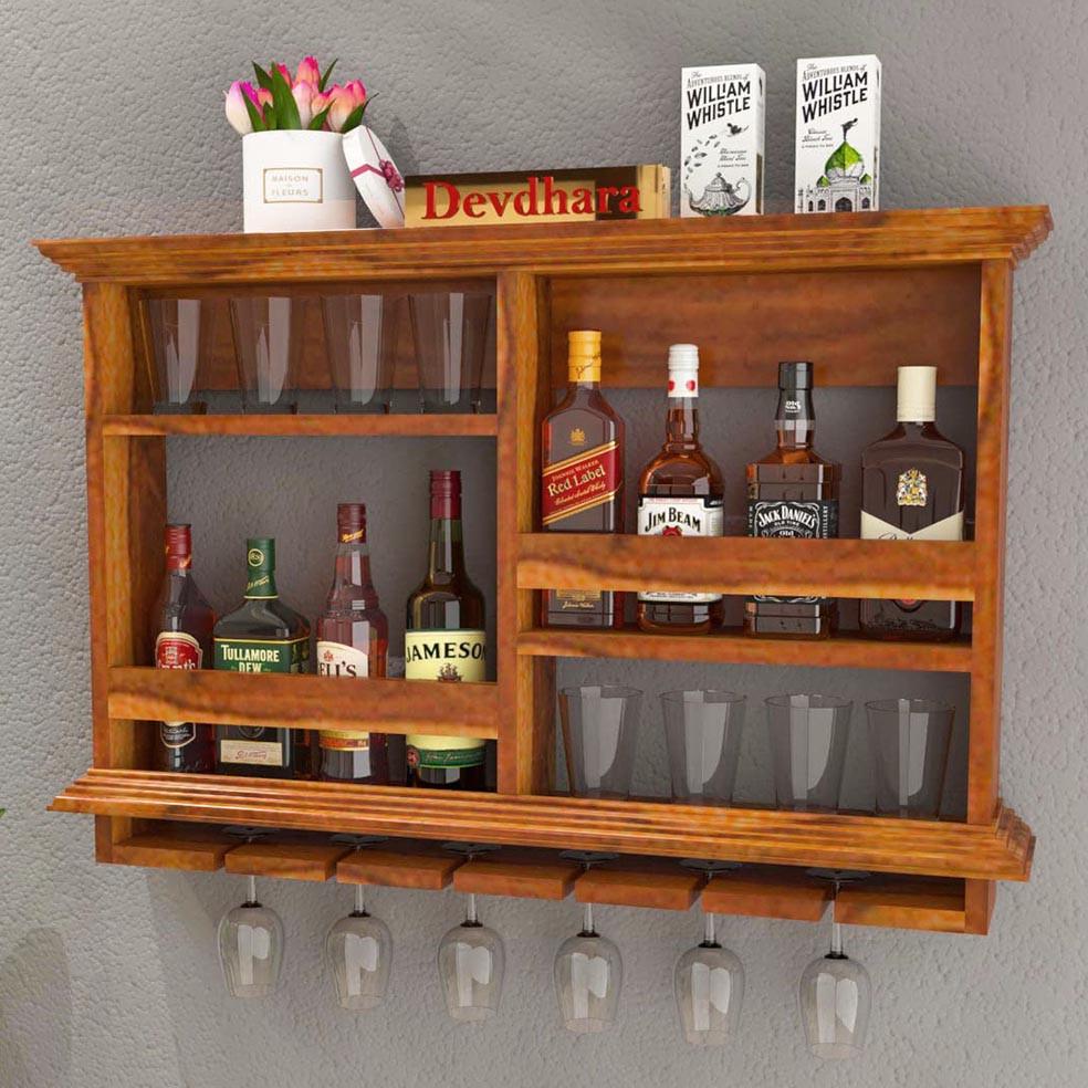 Полка для вина настенная из дерева Симохо Охра (ПНК-018704)