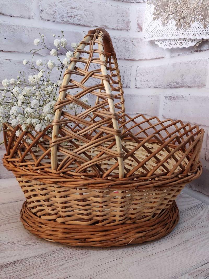 Корзина плетеная пасхальная овальная 40х29х17 см с ручкой 15 см Коричневый (283133)